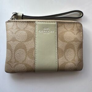 Coach Tan Clutch with Signature Monogram